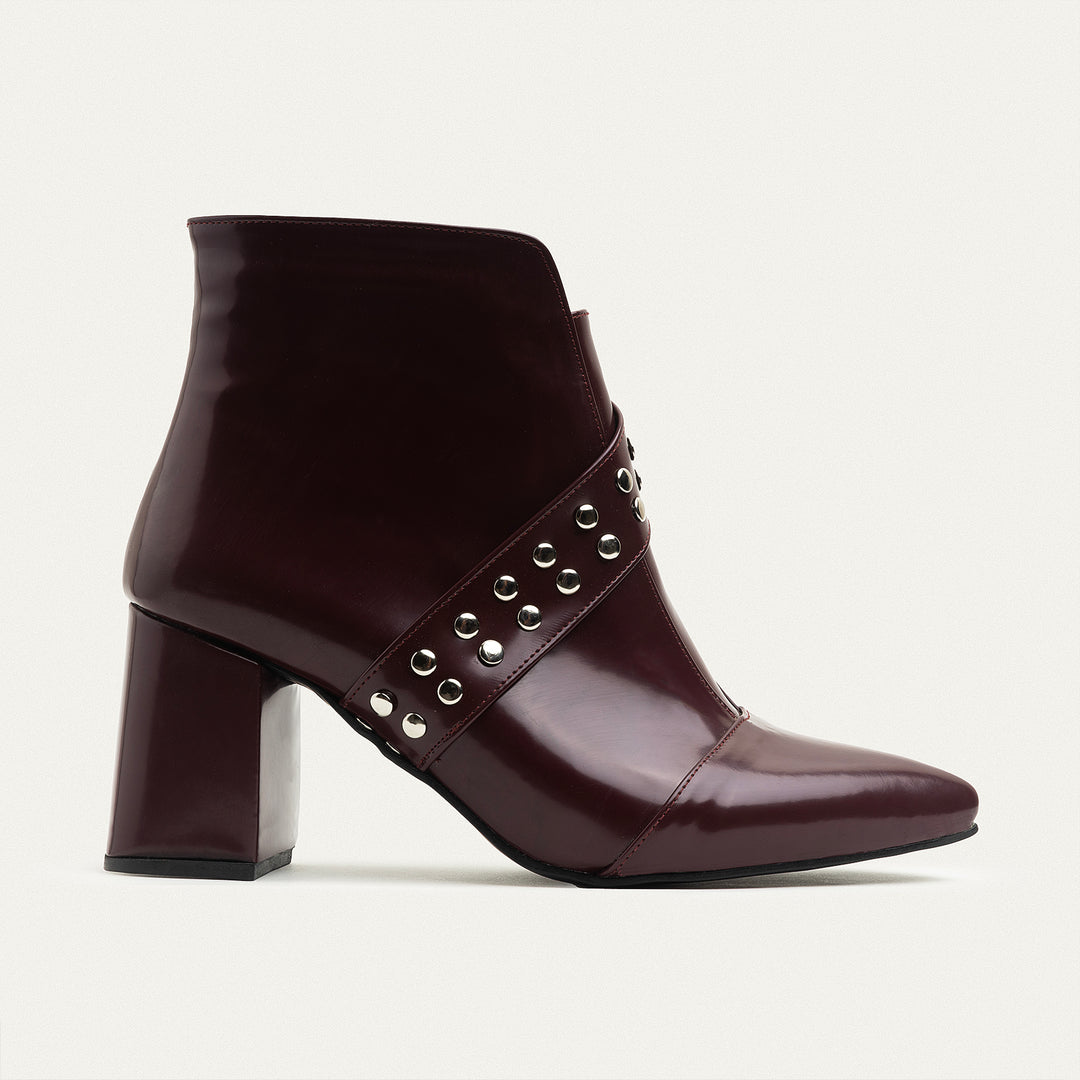 Lanz Burgundy Leather Ankle Boots