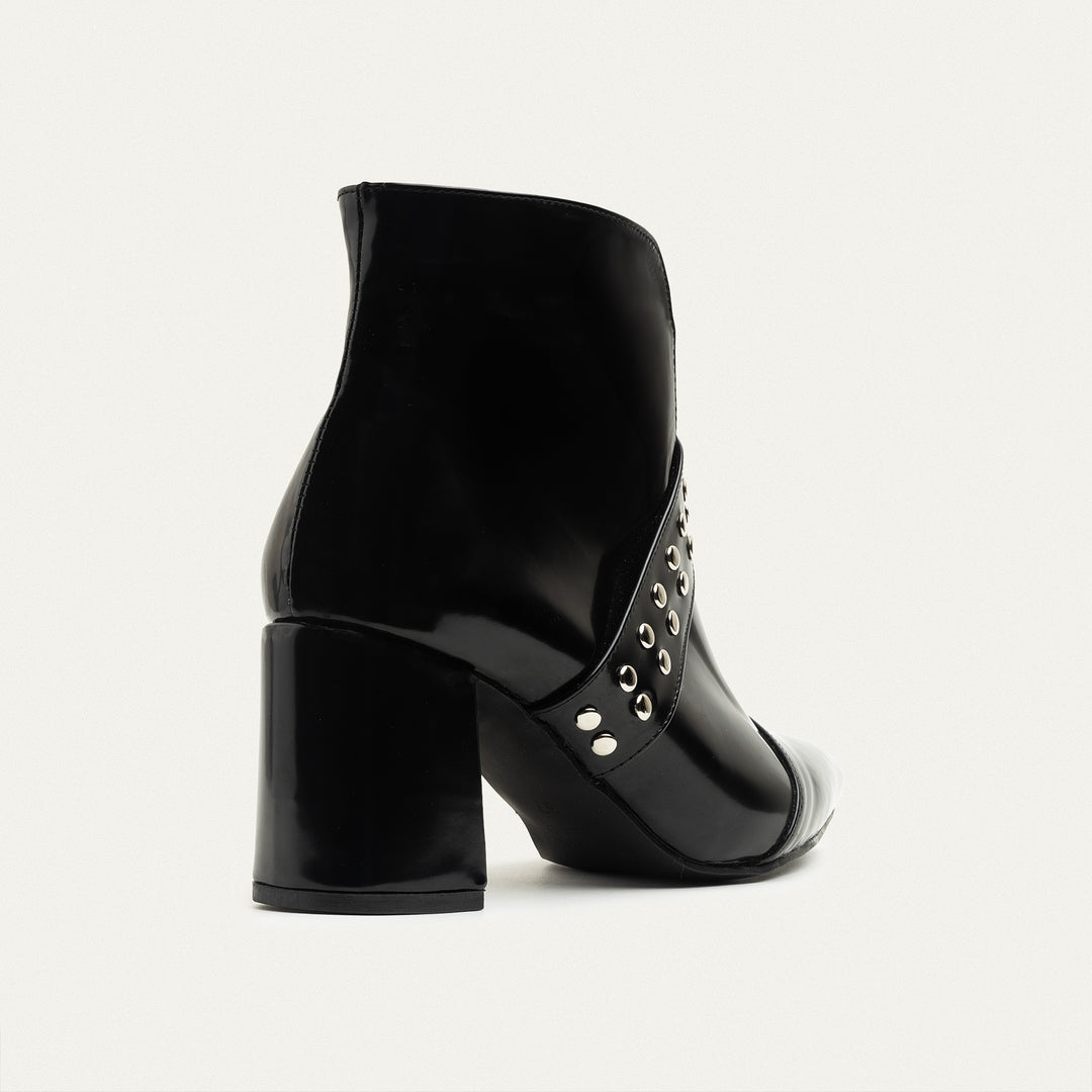 Lanz Black Leather Ankle Boots