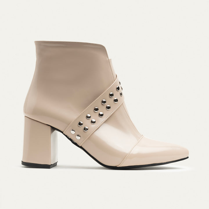 Lanz Beige Leather Ankle Boots