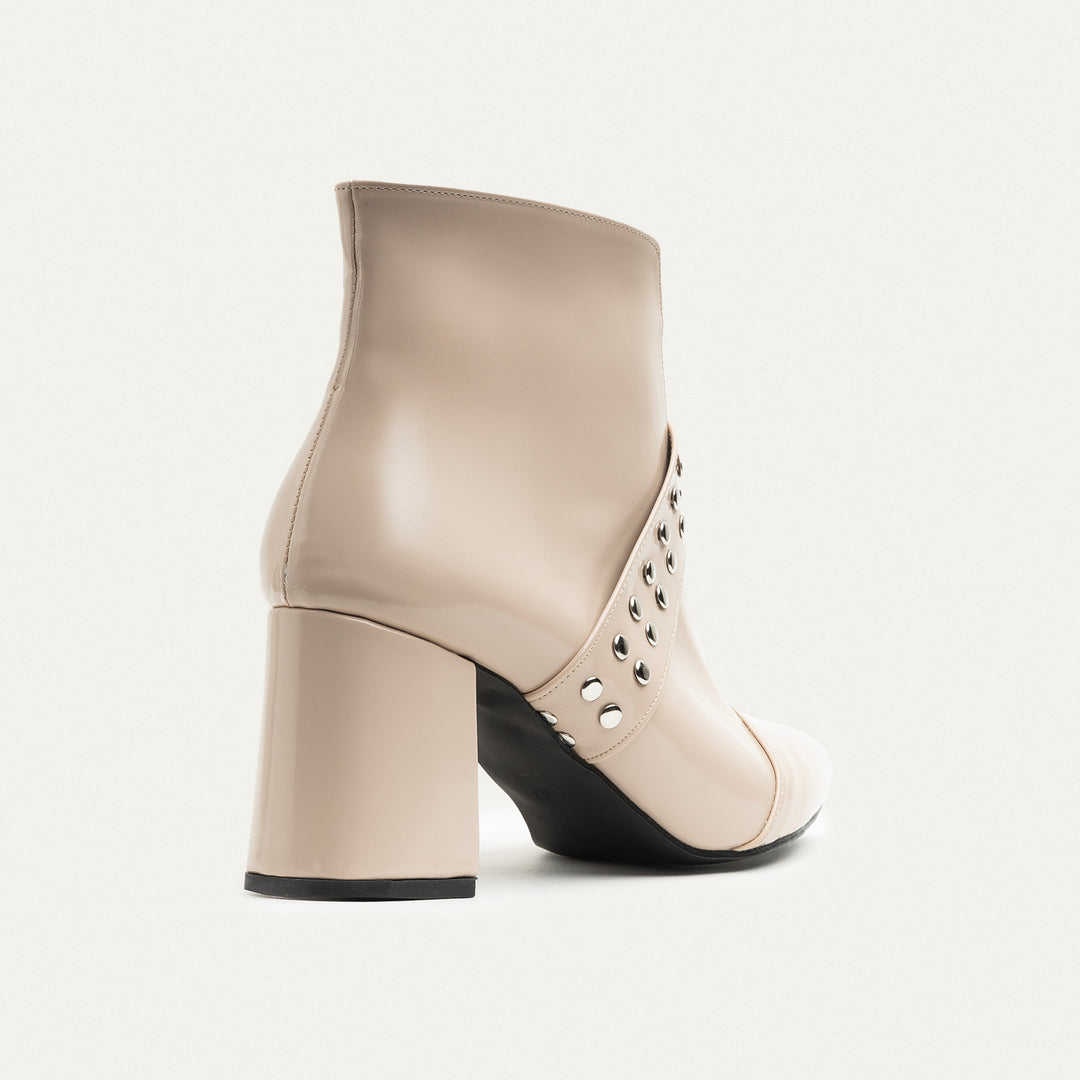 Lanz Beige Leather Ankle Boots