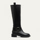 Chunky Heel Knee-High Boot with Side Zipper | Black