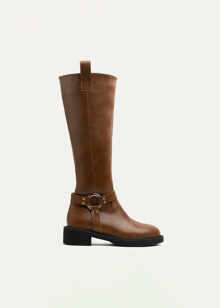 Chunky Heel Knee-High Boot with Side Zipper - Havan