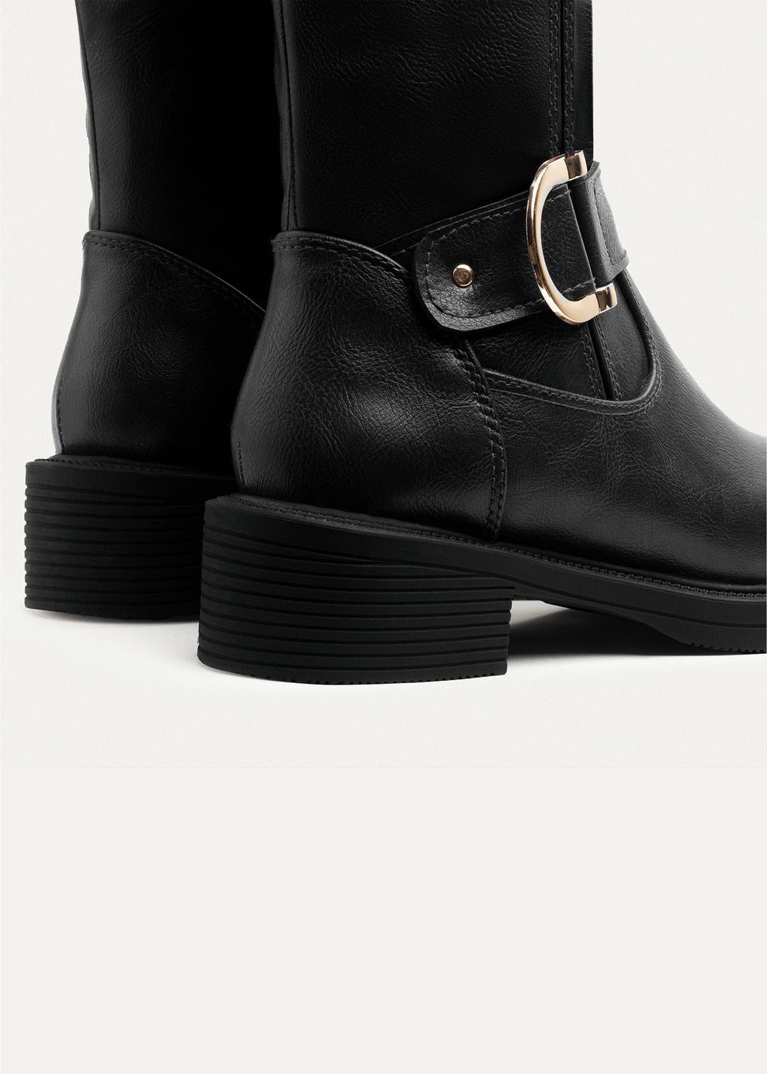 The Buckle Knee high Boots - Black