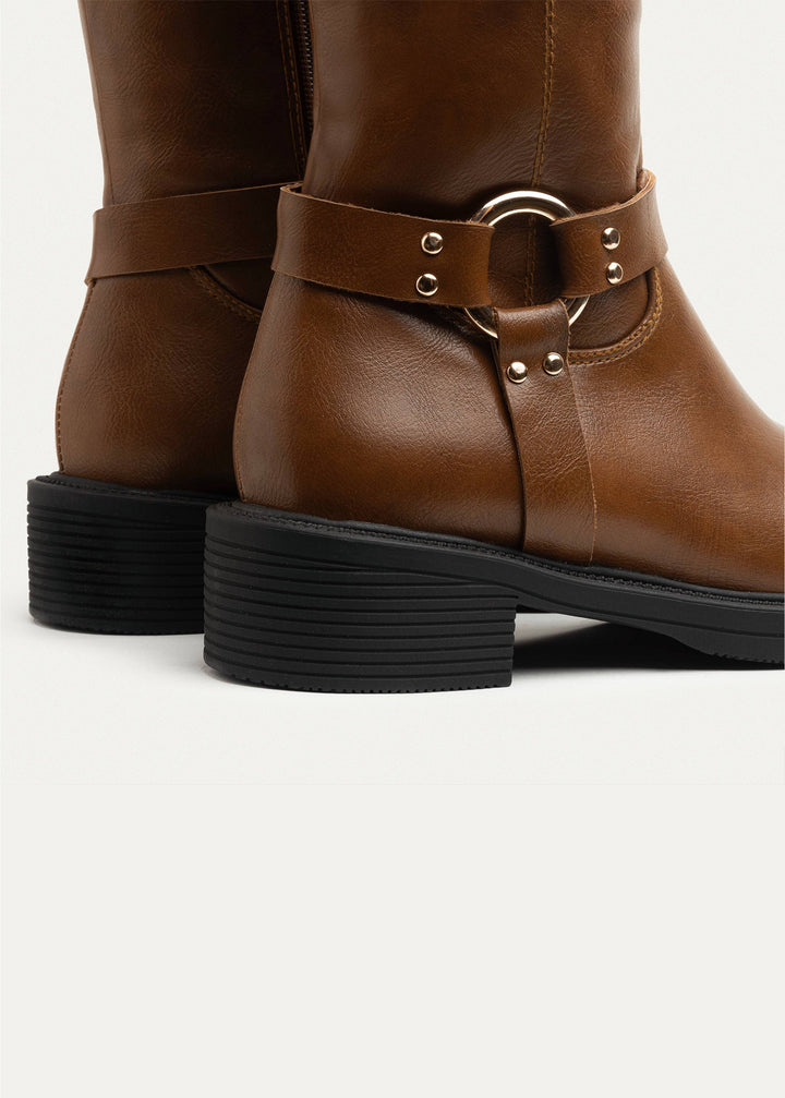 Chunky Heel Knee-High Boot with Side Zipper - Havan