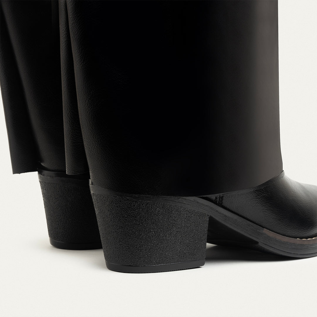 Fold-over knee boots - Black