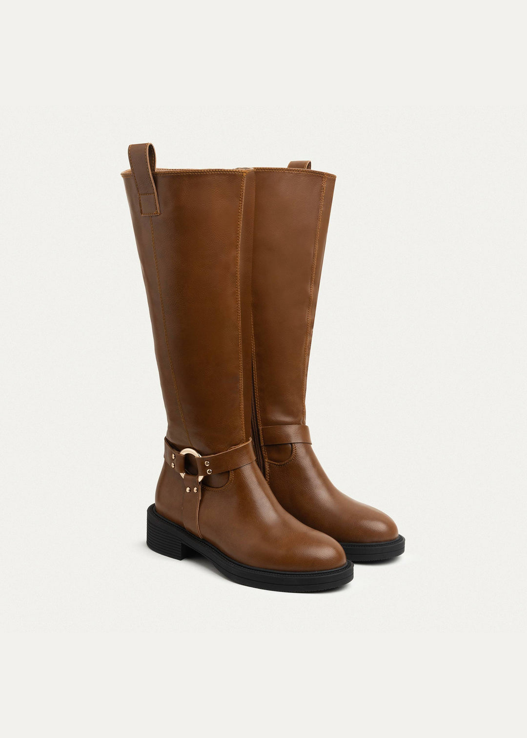 Chunky Heel Knee-High Boot with Side Zipper - Havan