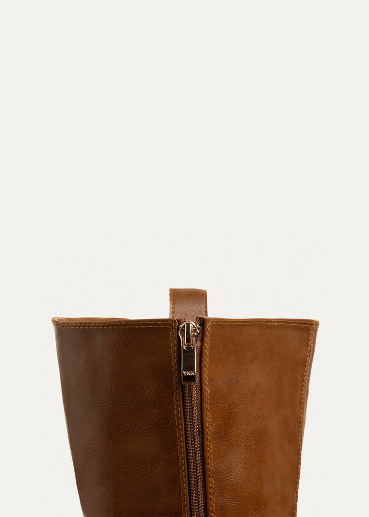 Chunky Heel Knee-High Boot with Side Zipper | Havan