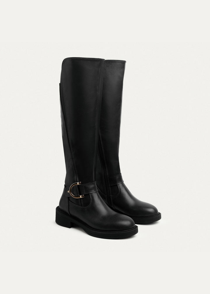 The Buckle Knee high Boots | Black