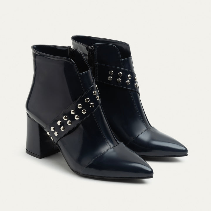 Lanz Dark-Blue Leather Ankle Boots