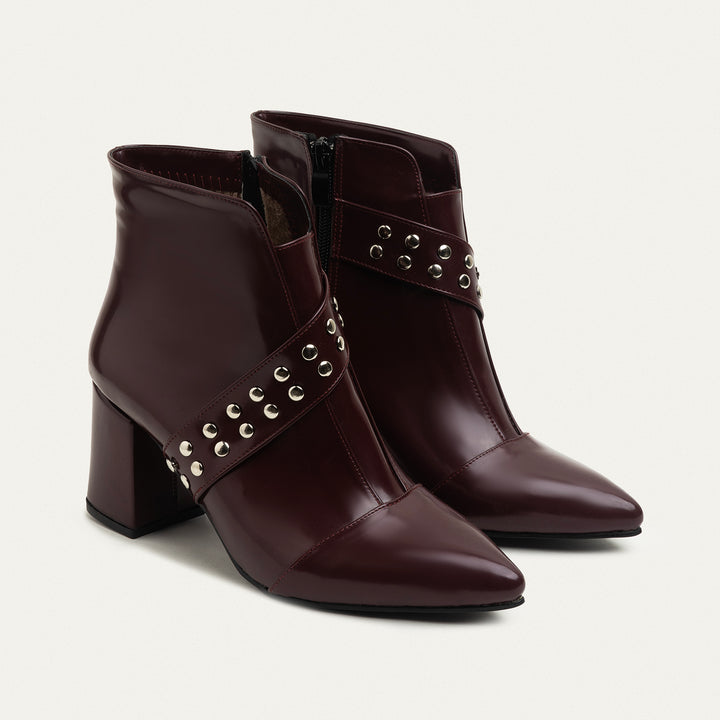 Lanz Burgundy Leather Ankle Boots