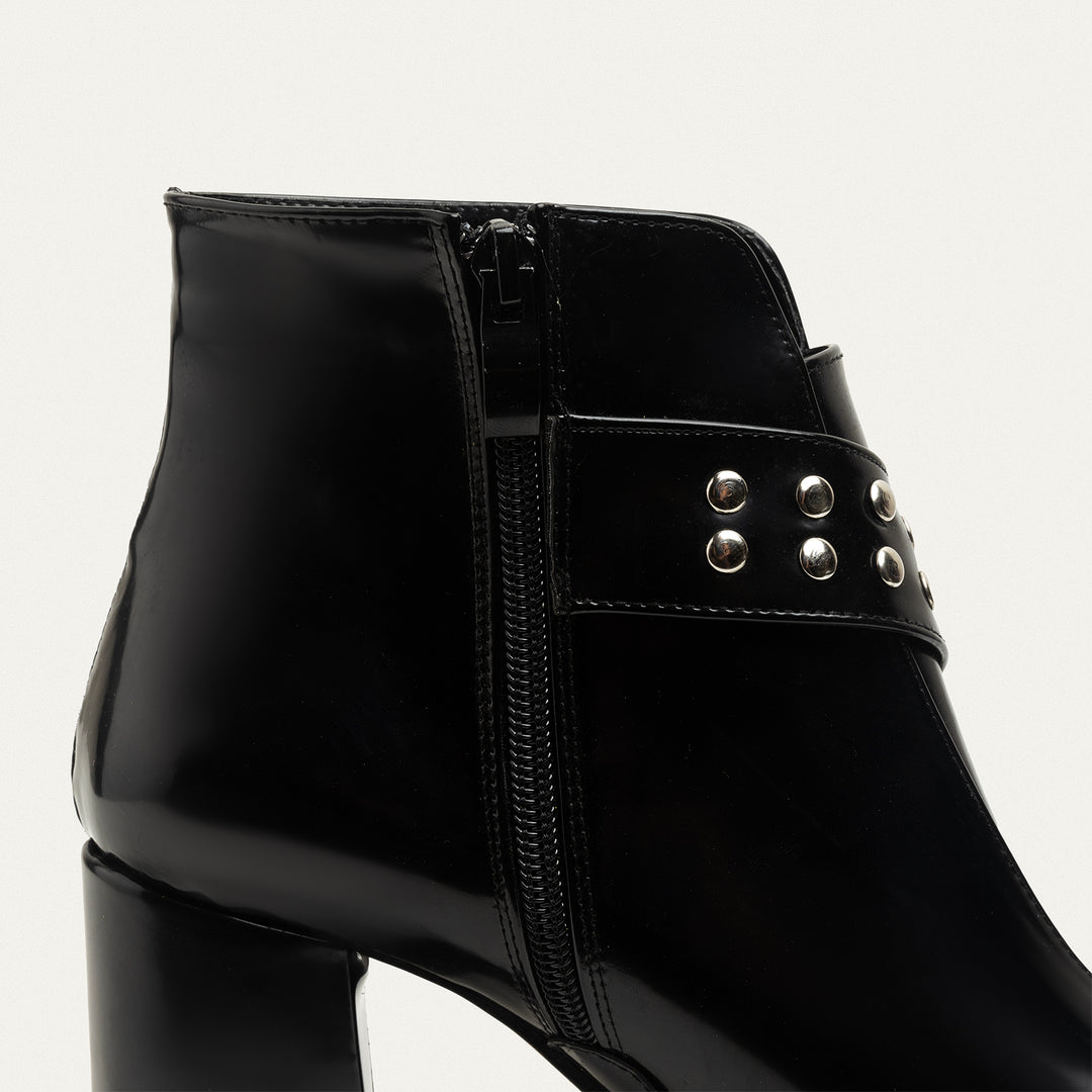 Lanz Black Leather Ankle Boots