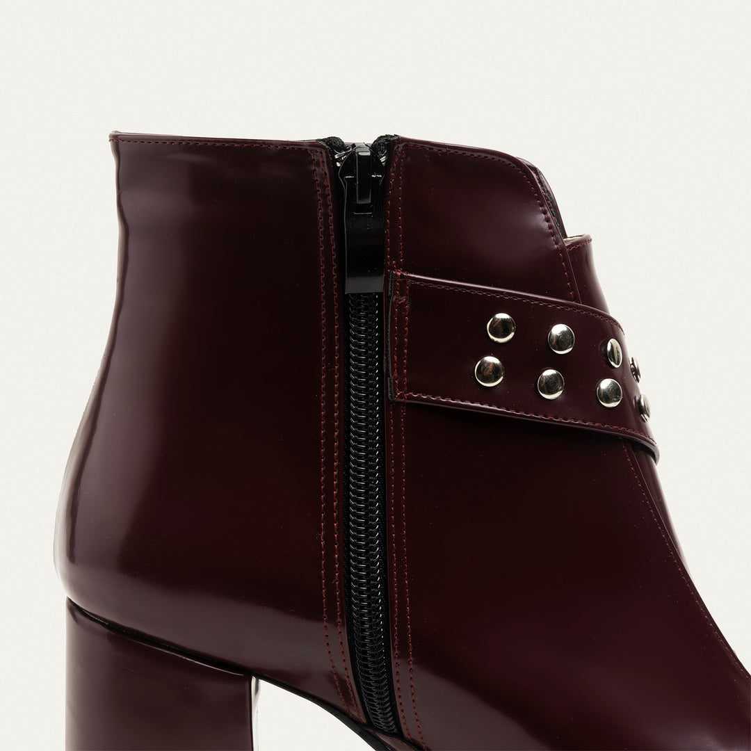 Lanz Burgundy Leather Ankle Boots