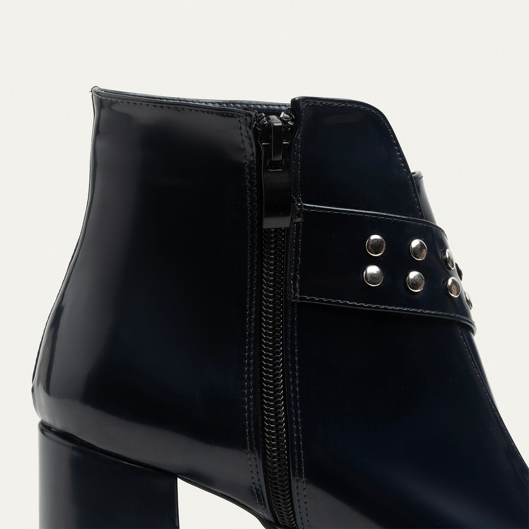 Lanz Dark-Blue Leather Ankle Boots