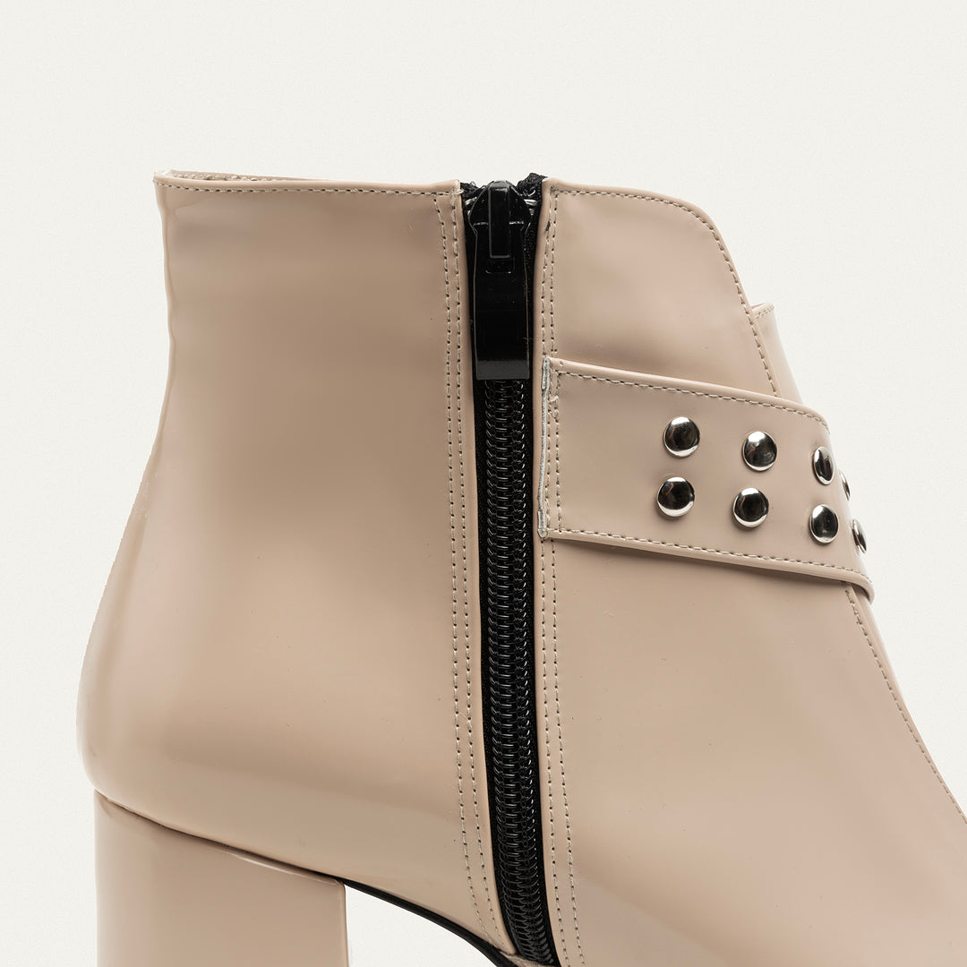 Lanz Beige Leather Ankle Boots