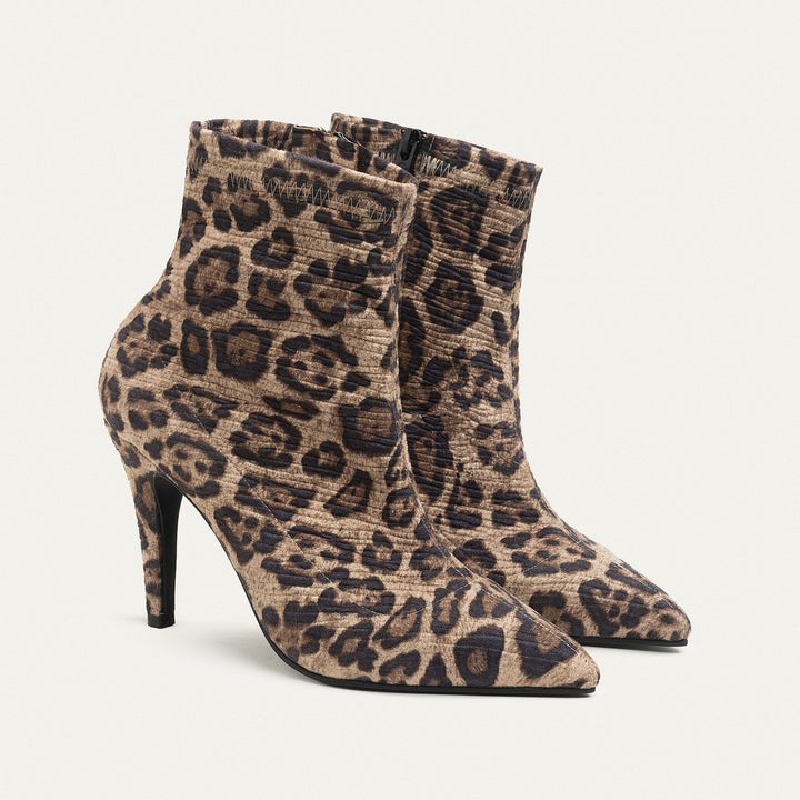 Leopard Chic Ankle Boots Leopard Beige