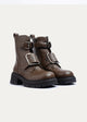 Dual Buckle Combat Boots | Mocha Brown