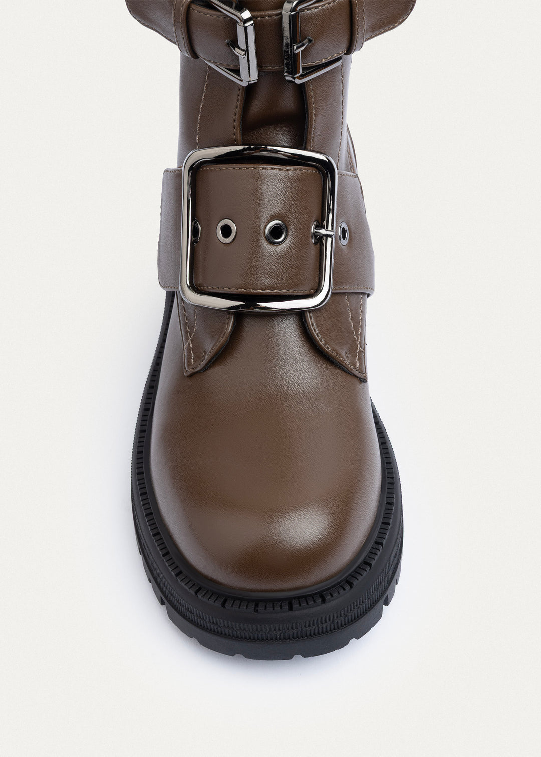 Dual Buckle Combat Boots | Mocha Brown