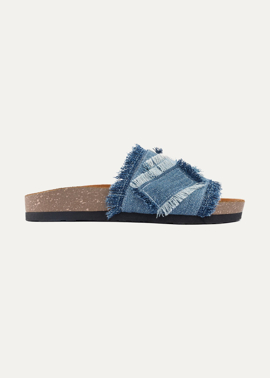 Frayed Denim Slides | Blue