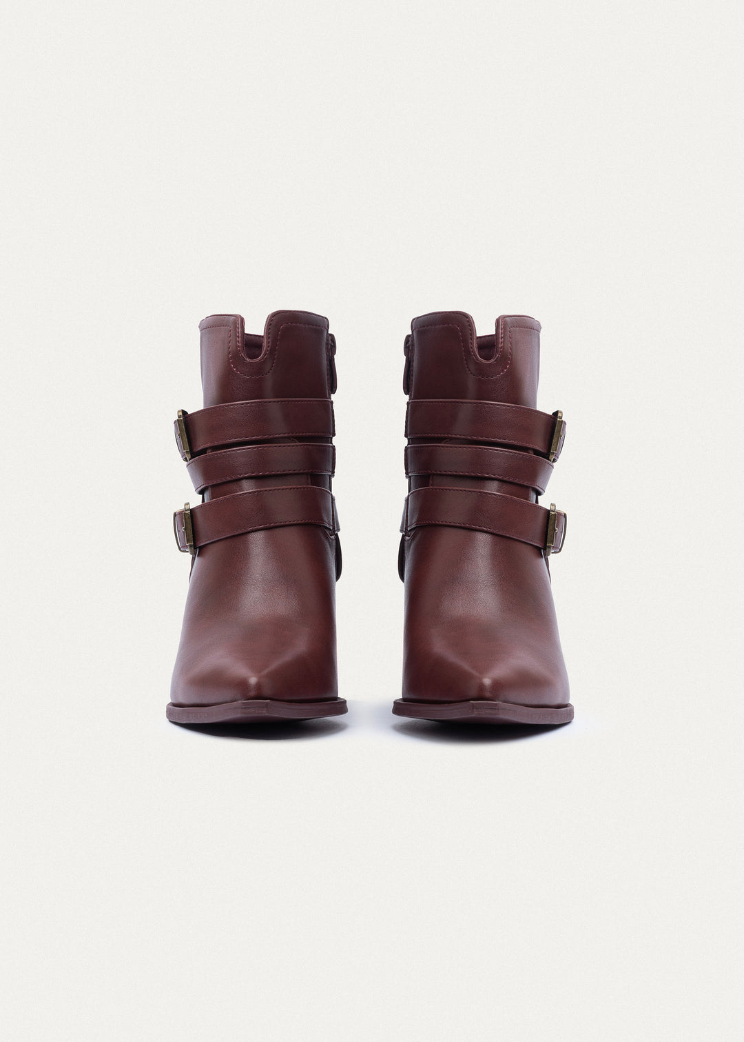 Stride Buckle Ankle Boots | Burguandy