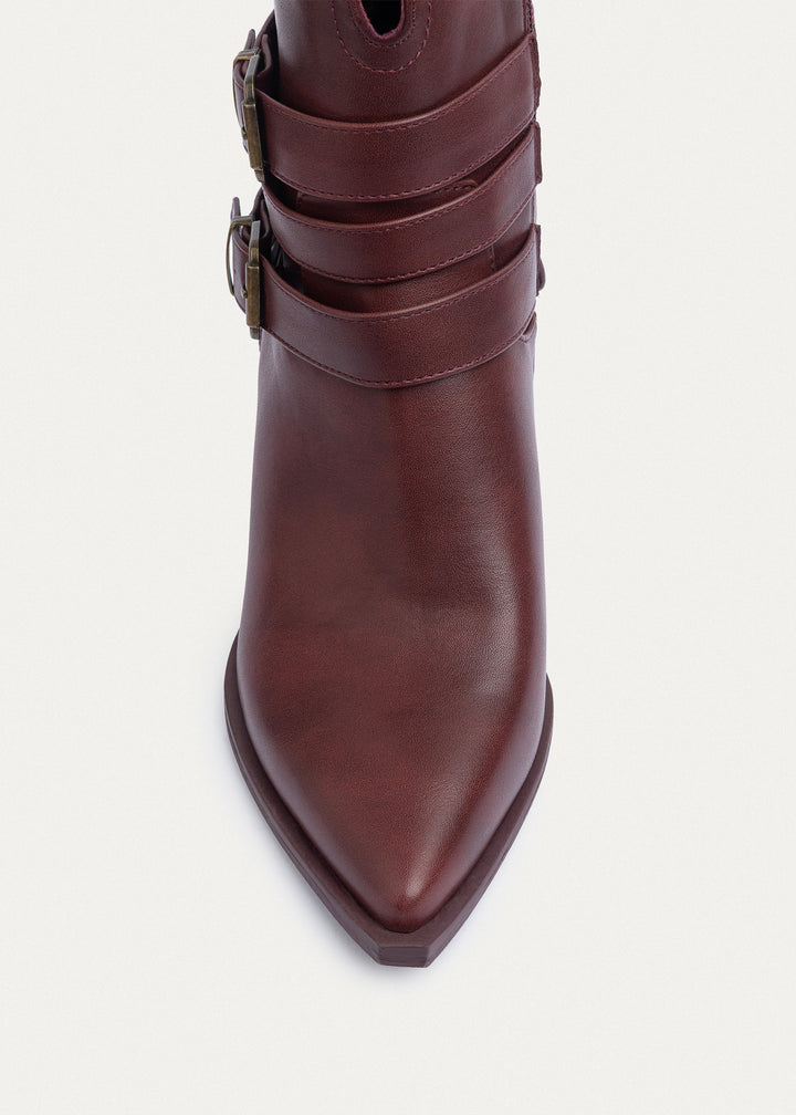 Stride Buckle Ankle Boots | Burguandy