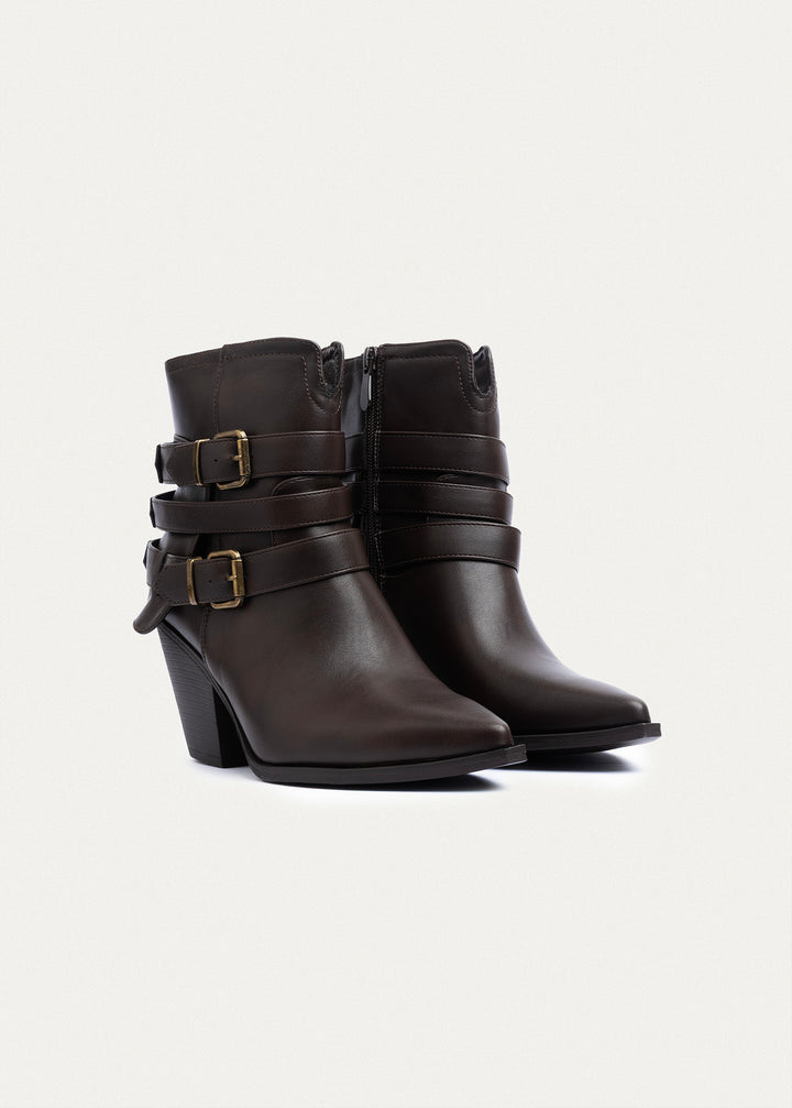 Stride Buckle Ankle Boots | Brown