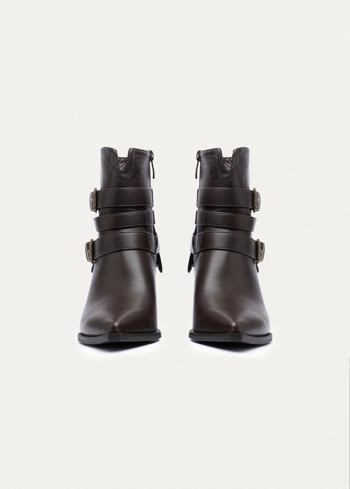 Stride Buckle Ankle Boots | Brown