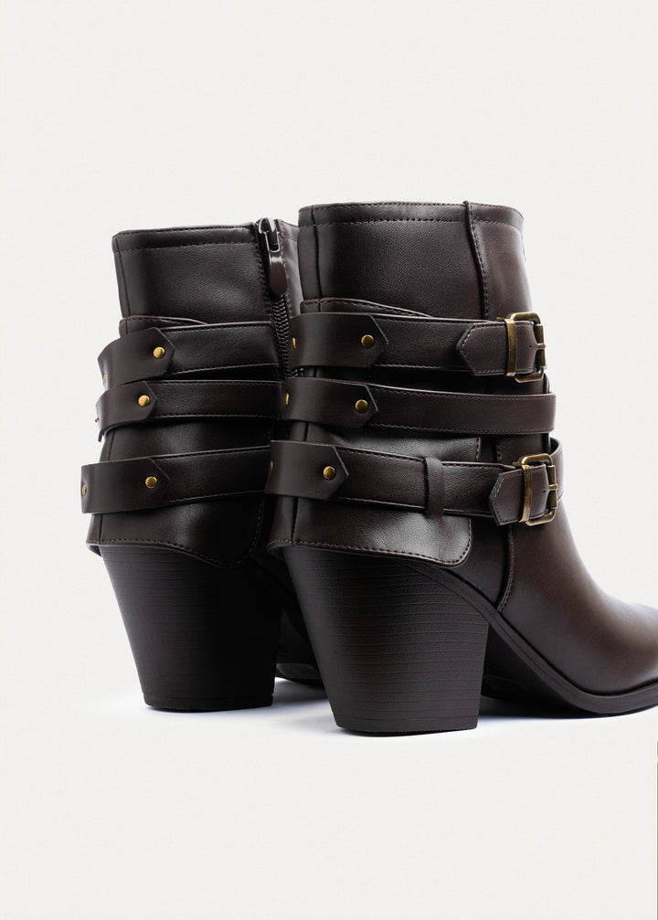 Stride Buckle Ankle Boots | Brown