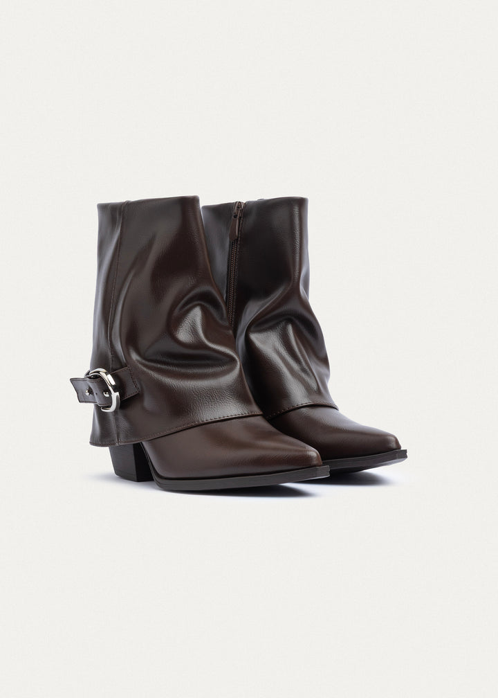 Dial Belt Heel Boots | Brown