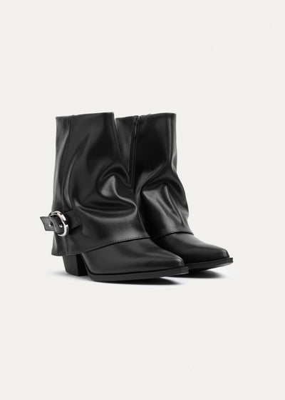 Dial Belt Heel Boots | Black
