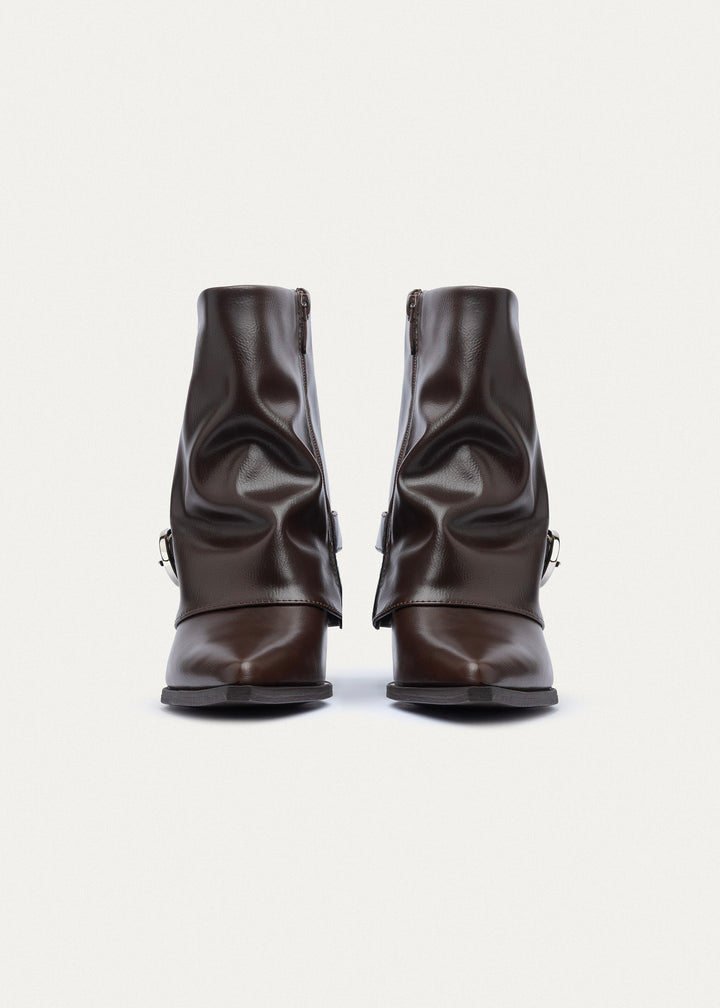Dial Belt Heel Boots | Brown