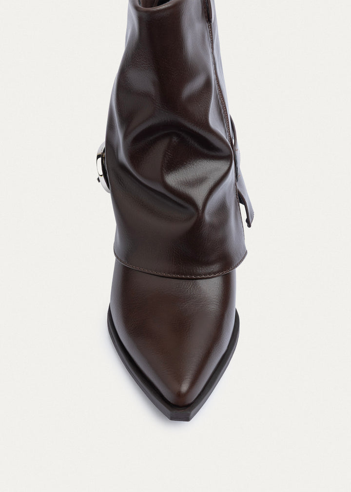 Dial Belt Heel Boots | Brown