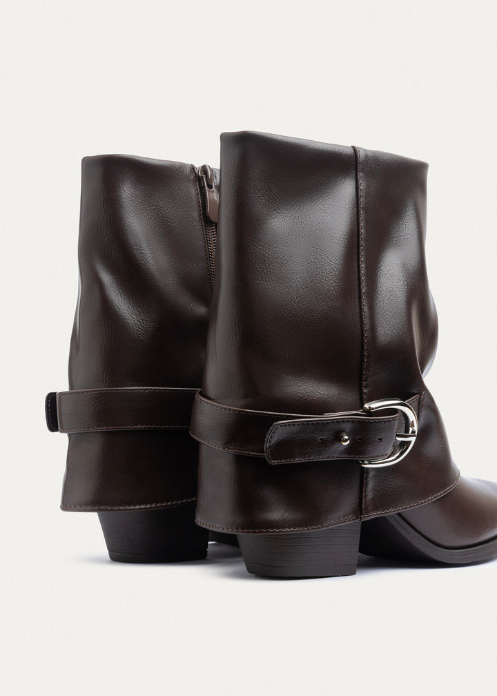 Dial Belt Heel Boots | Brown