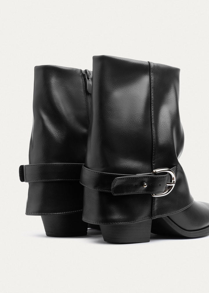 Dial Belt Heel Boots | Black