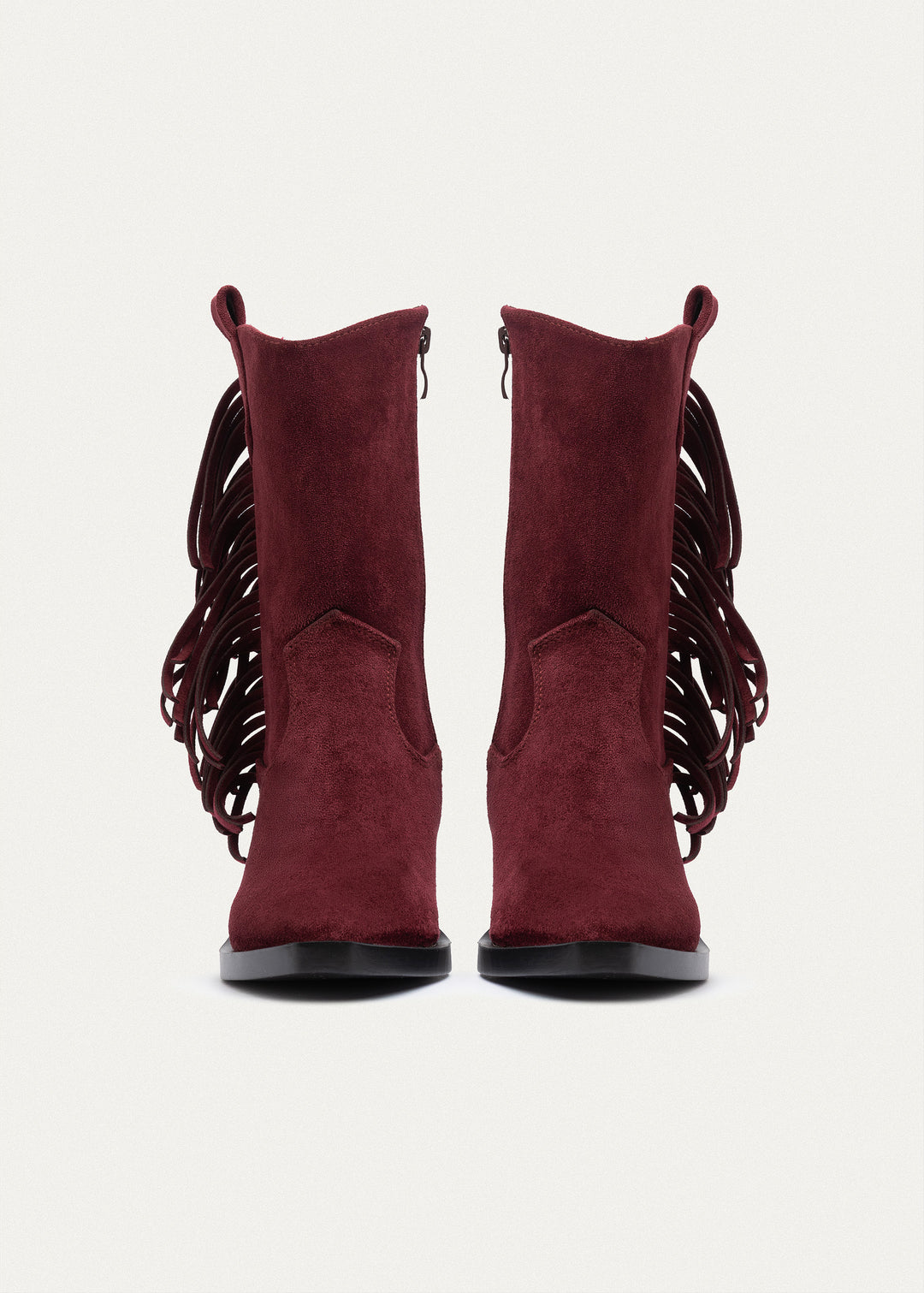 Sierra Fringe Heel Boots | Burguandy