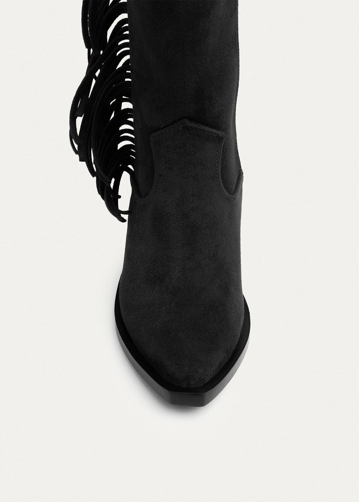 Sierra Fringe Heel Boots | Black