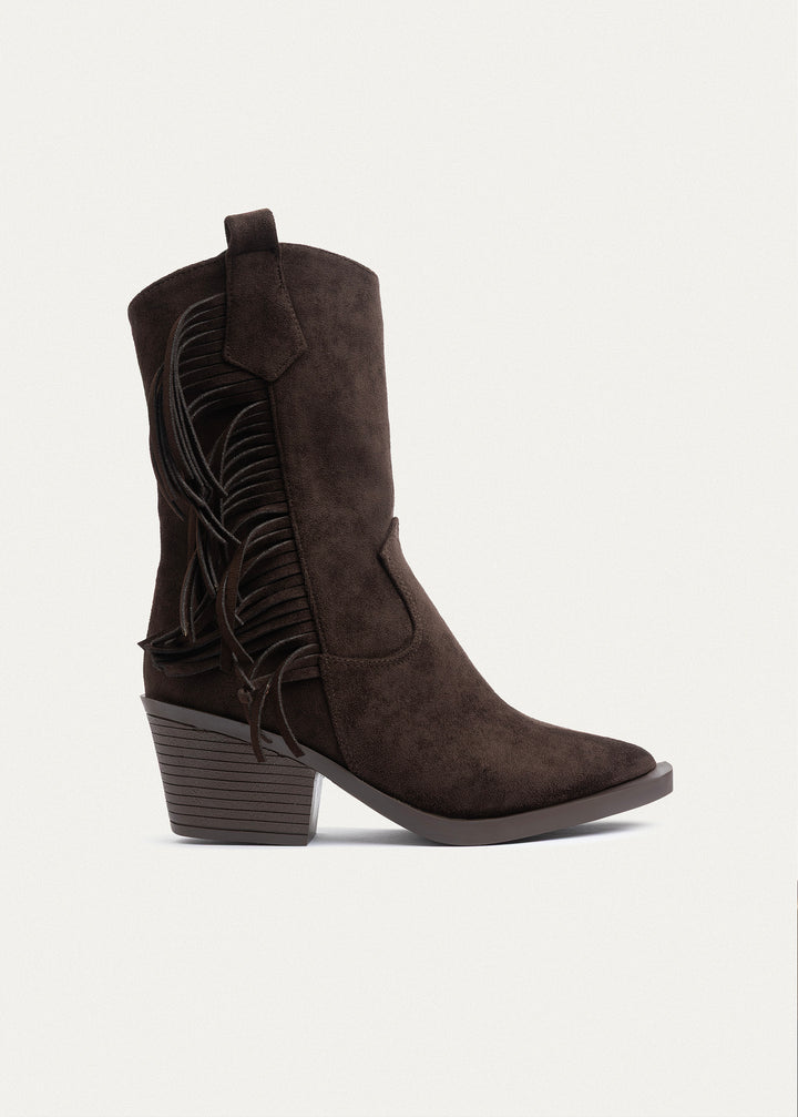 Sierra Fringe Heel Boots | Brown