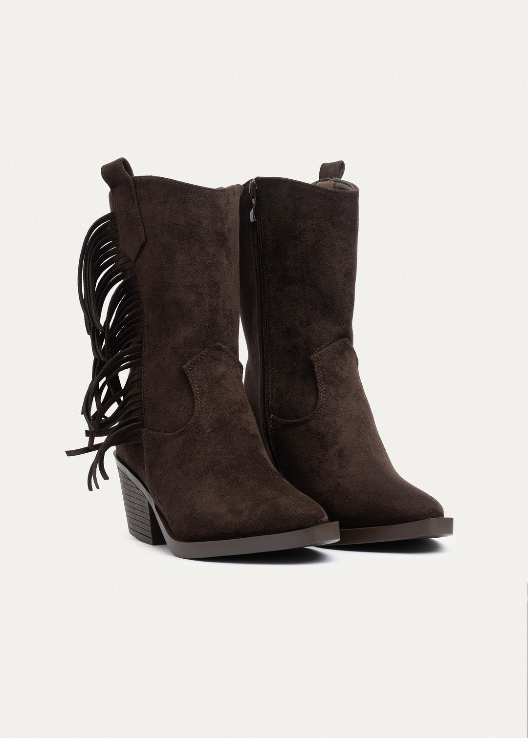 Sierra Fringe Heel Boots | Brown