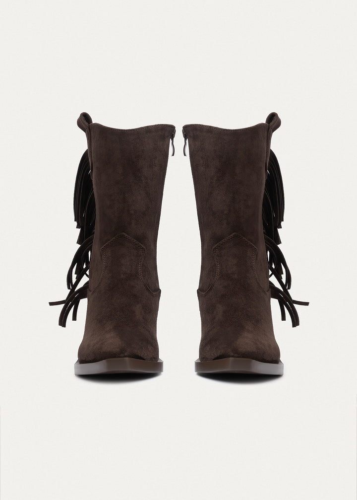 Sierra Fringe Heel Boots | Brown