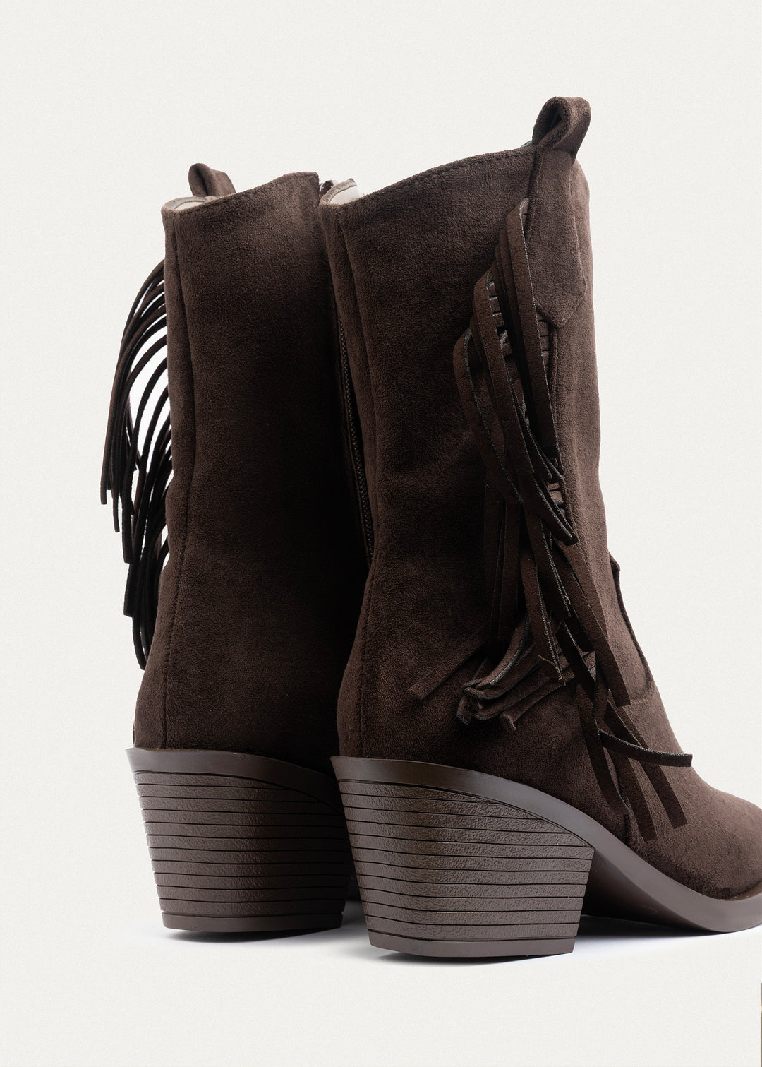 Sierra Fringe Heel Boots | Brown