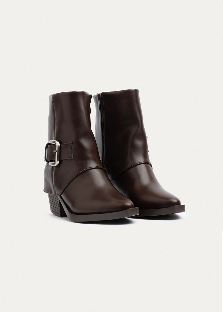 Metro Buckle Boots | Brown