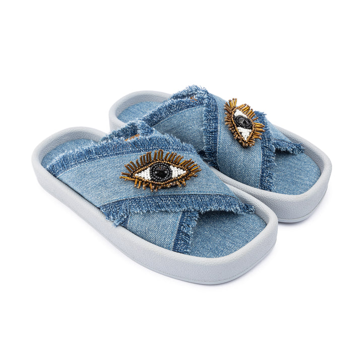 Frame Eye Criss Cross Slides - Blue