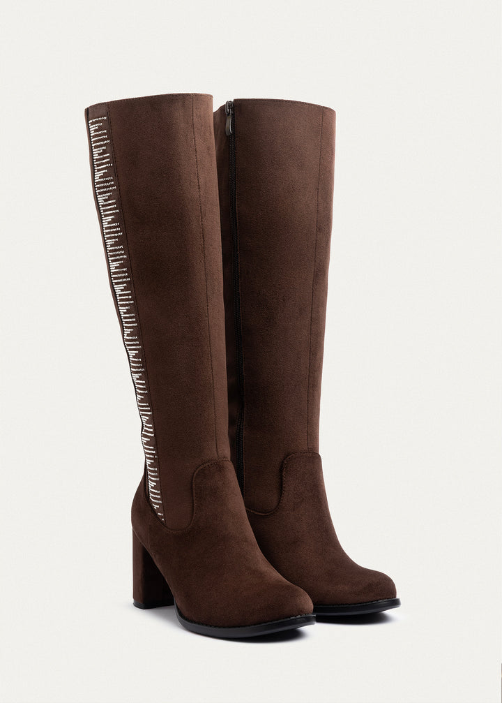 Glimmer Tall Heel Boots | Brown