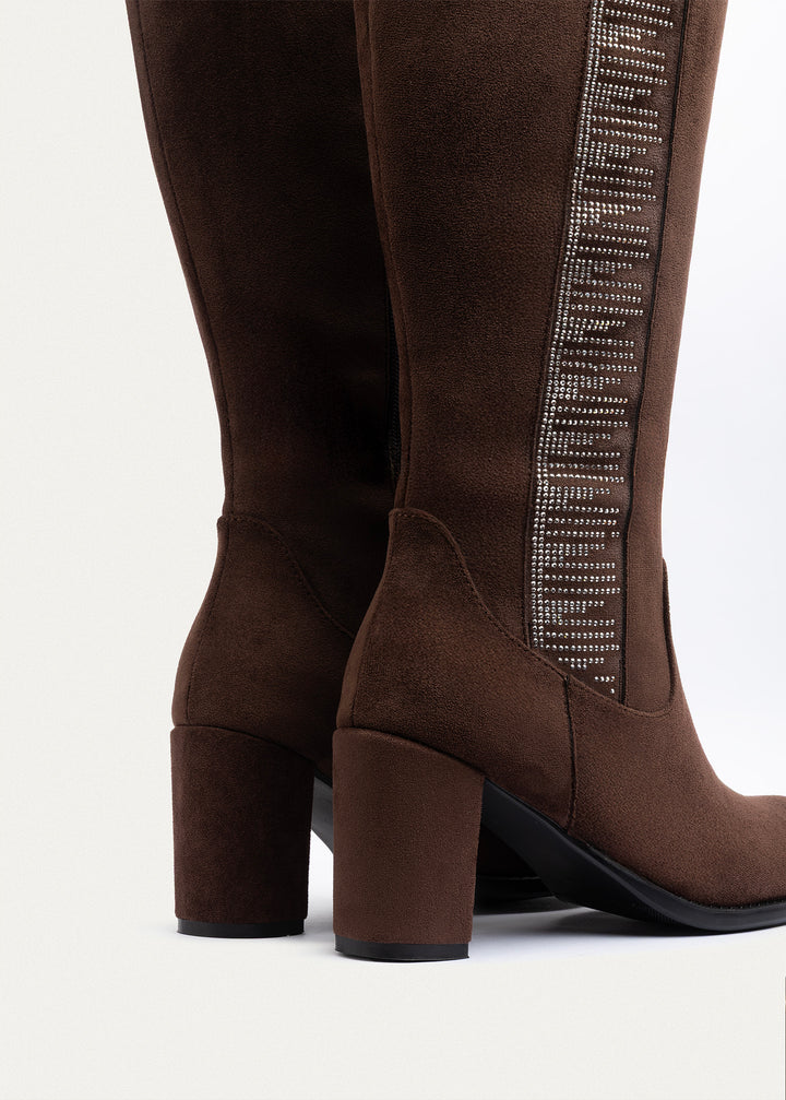 Glimmer Tall Heel Boots | Brown