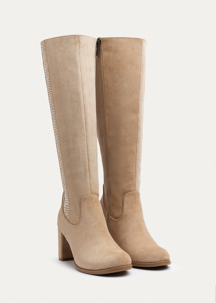 Glimmer Tall Heel Boots | Beige