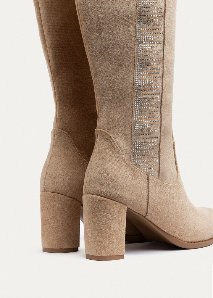 Glimmer Tall Heel Boots | Beige