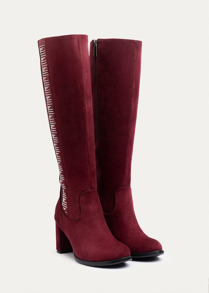 Glimmer Tall Heel Boots | Burguandy