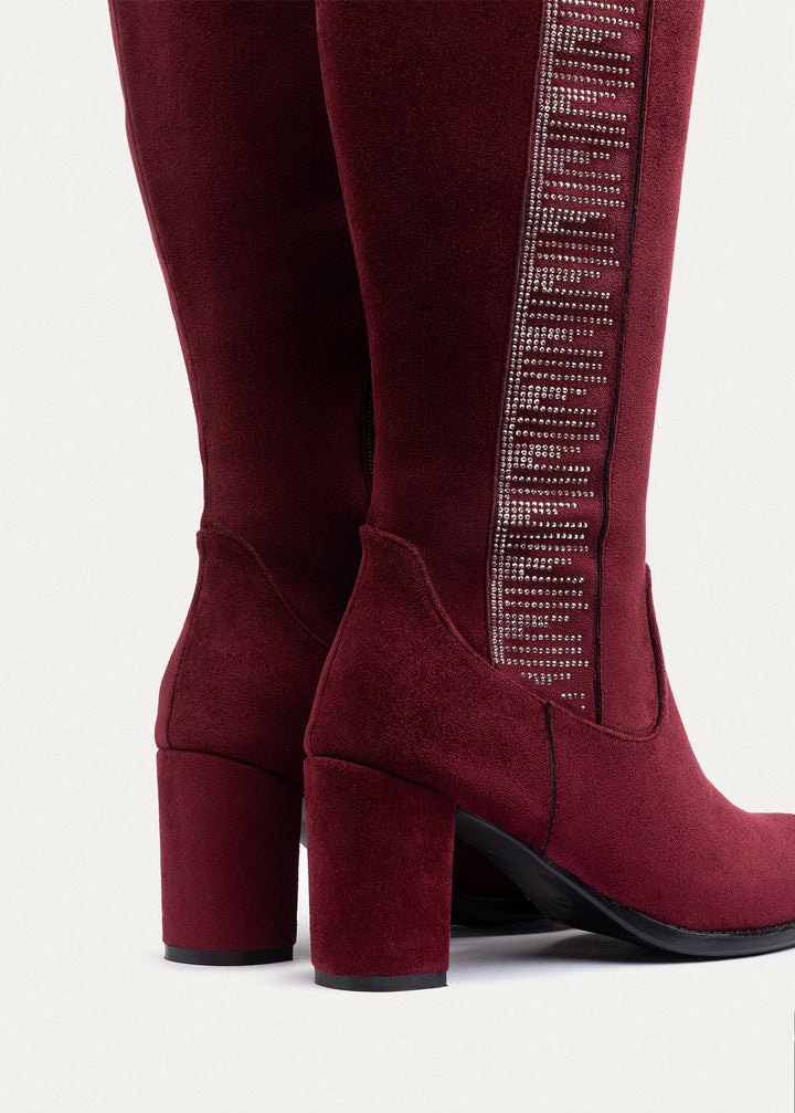 Glimmer Tall Heel Boots | Burguandy