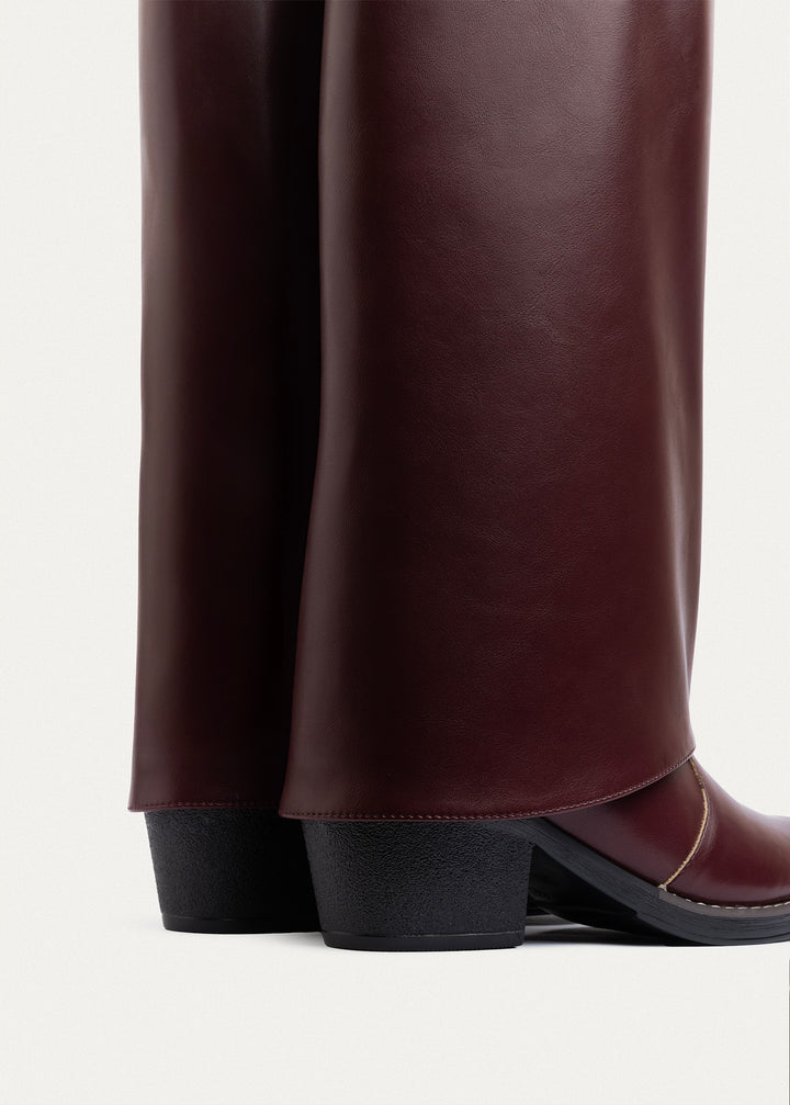 Fold-over knee boots | Burgundy