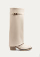 Fold-over knee boots | Beige