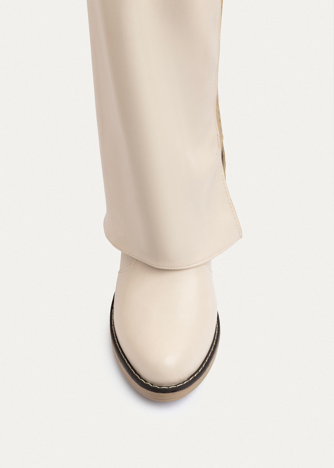 Fold-over knee boots | Beige